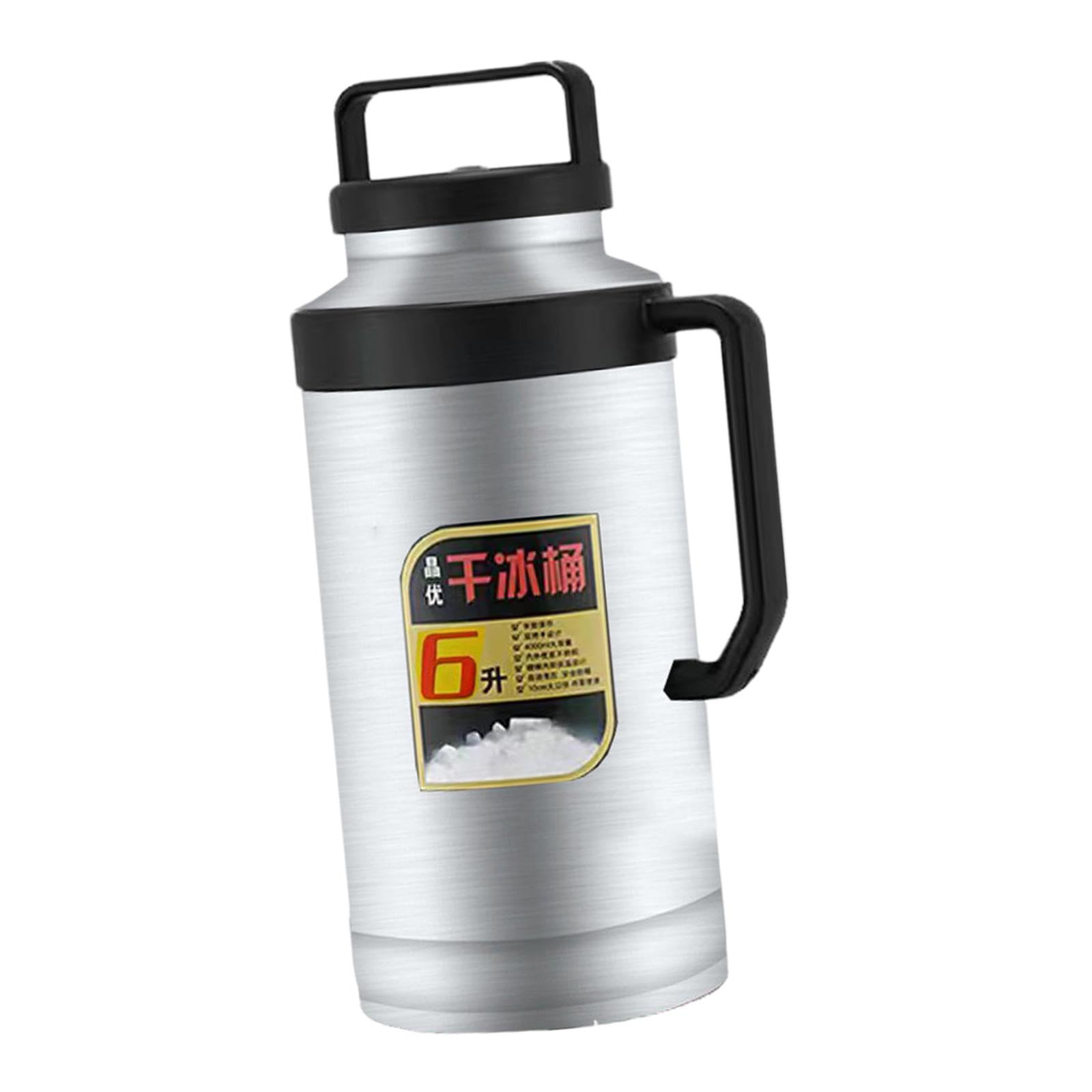 F Fityle Secchiello per ghiaccio secco Secchiello per ghiaccio secco Bottiglia d'acqua termica Contenitore per ghiaccio per eventi di catering Buffet domestici, Argento 6L