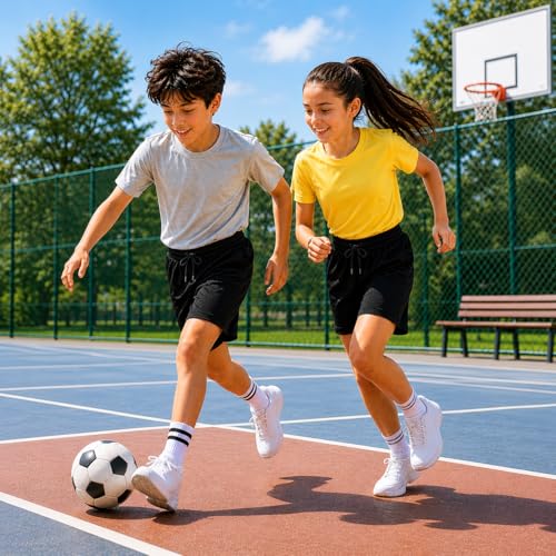 Image of RISH Kids Dri-Fit Sports Shorts for Boys & Girls | Breathable Polyester Activewear Shorts with Elasticated Waist, Drawstring & 2 Side Pockets | Solid Colours | Single and Multi Packs