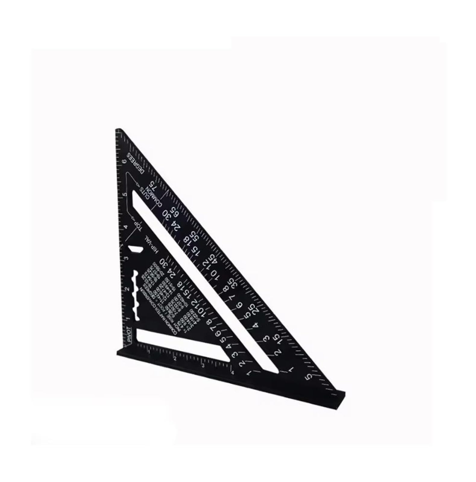 7Inch Triangle Ruler Measurement Tool Aluminium Alloy Carpenter Tools Inch Metric Angle Ruler Speed Square Woodworking Tools for Machine Shop(Black-metric)