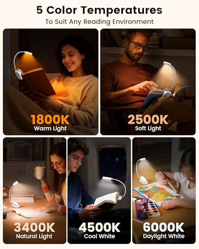 Glocusent 20 LED Reading Lights for Books in Bed, Eye Caring Reading Light - image 4