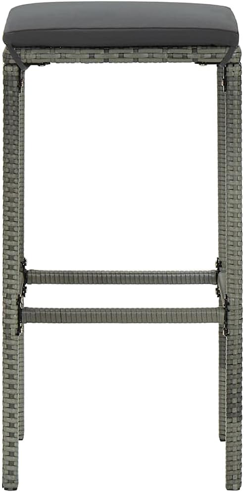 3 Piece Patio Bar Set with Cushions,Balcony Furniture,Bistro Set,Conversation Furniture,Perfect for Patio, Garden, Porch, or Front Yard Area, Poly Rattan Gray