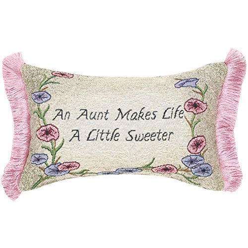 Manual 12.5 x 8.5-Inch Decorative Throw Pillow with Fringe, An Aunt Makes Life