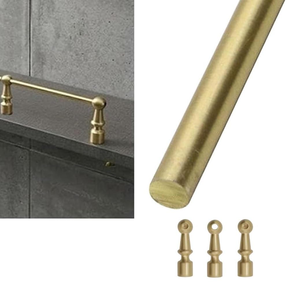 SVBVRFEEW Brass Gallery Rail Kit Decorative Shelf Railing 46 48 50 52 54in Shelf Guardrail For Wood Shelves Modern Tipping Rails Anti-Fall Gallery Rail With 3 Bracket(Gold-a,29in/73.7cm)