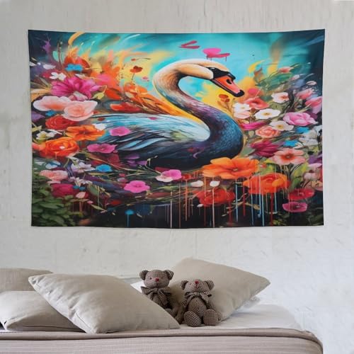 Décoration murale de maison cygne PAZZK tissu imprimé 3D