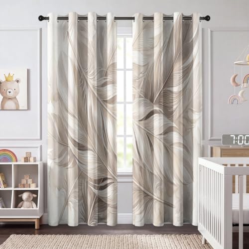 Rideaux occultants de haute qualité avec imprimé lignes beige