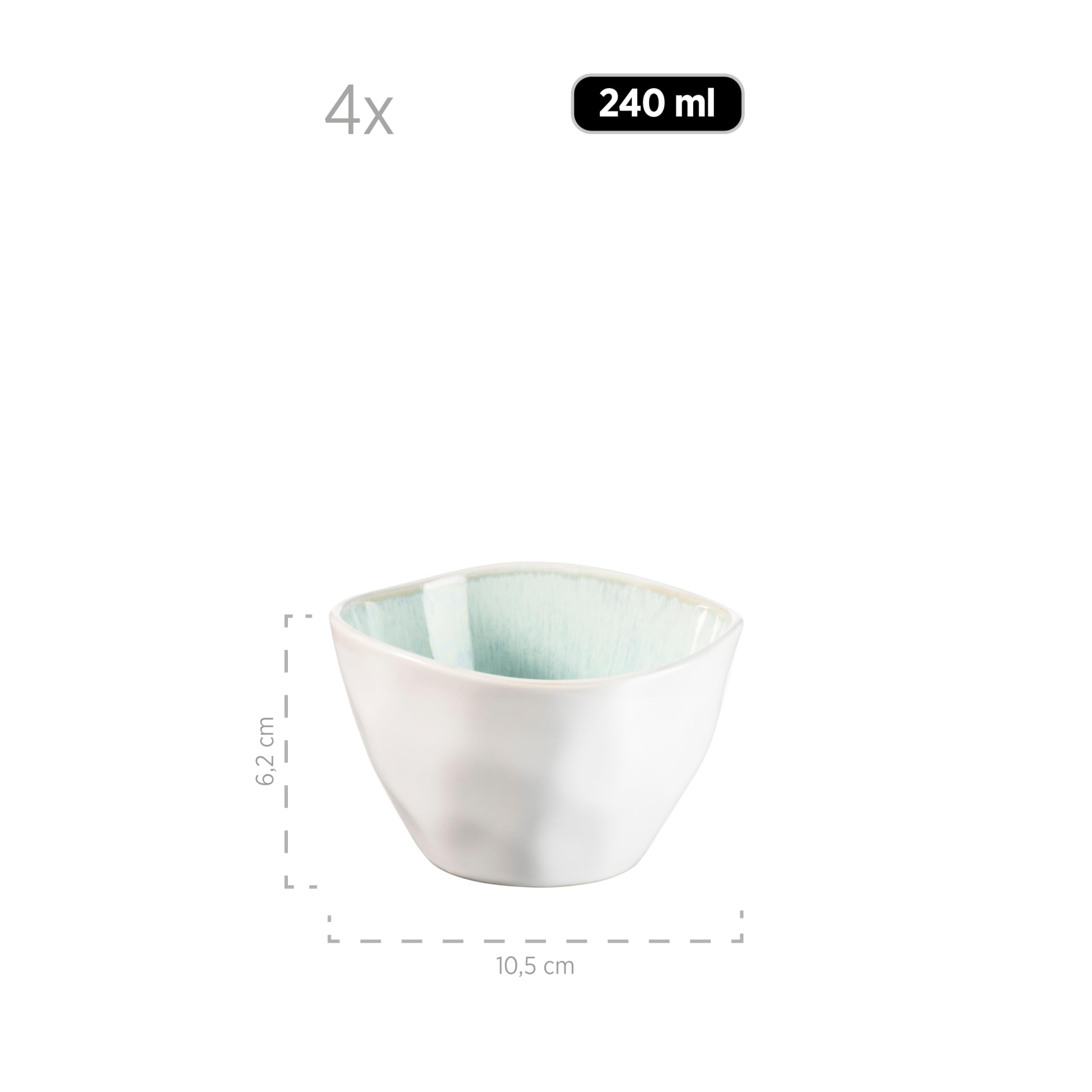 MÄSER 934009 Serie Frozen, set di 9 ciotole in bella ceramica, 1 insalatiera, 4 ciotole ramen e 4 ciotole per tuffi, forme organiche vintage, laccate a mano, gres, verde