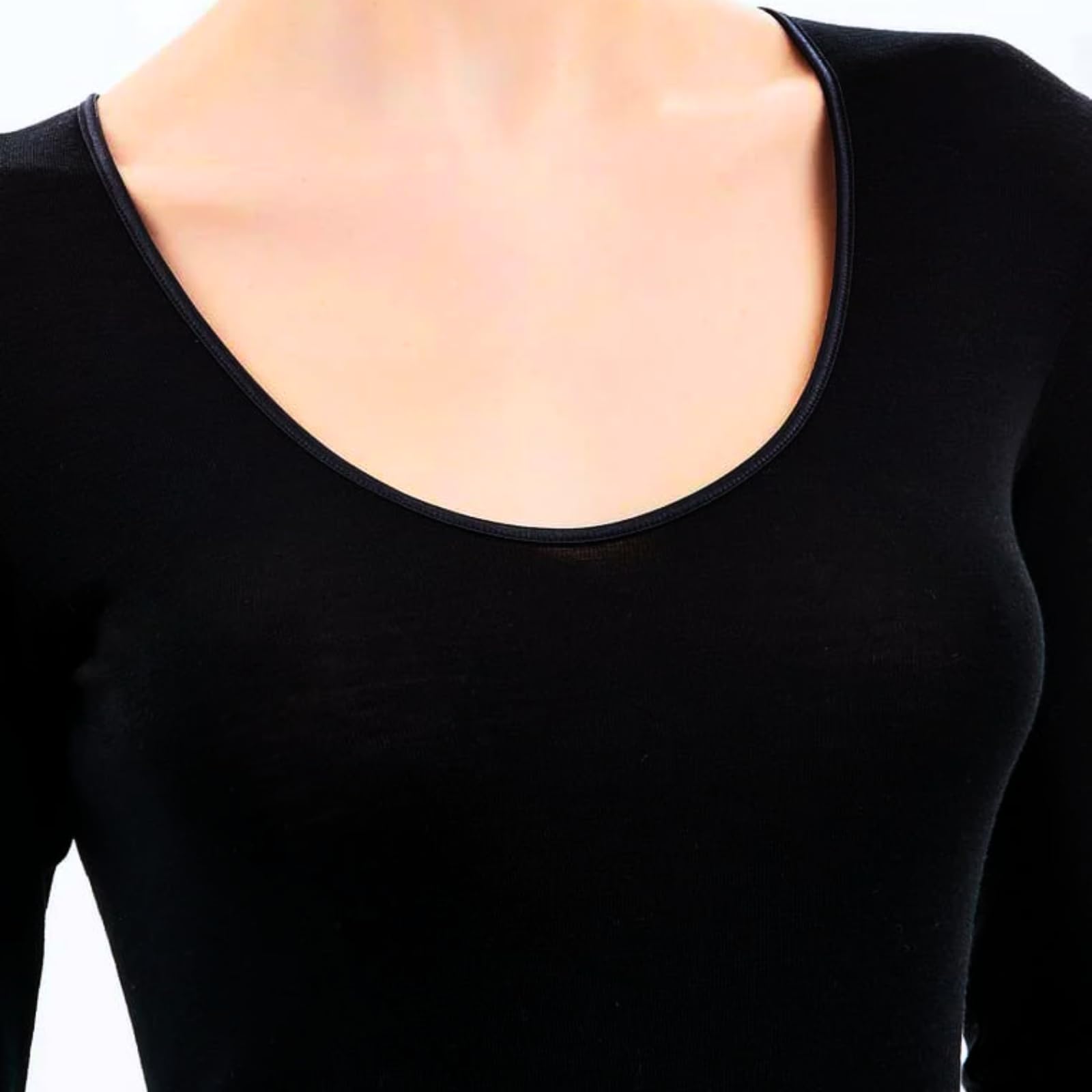 LADY·C Camiseta de invierno de manga larga para mujer de lana simple
