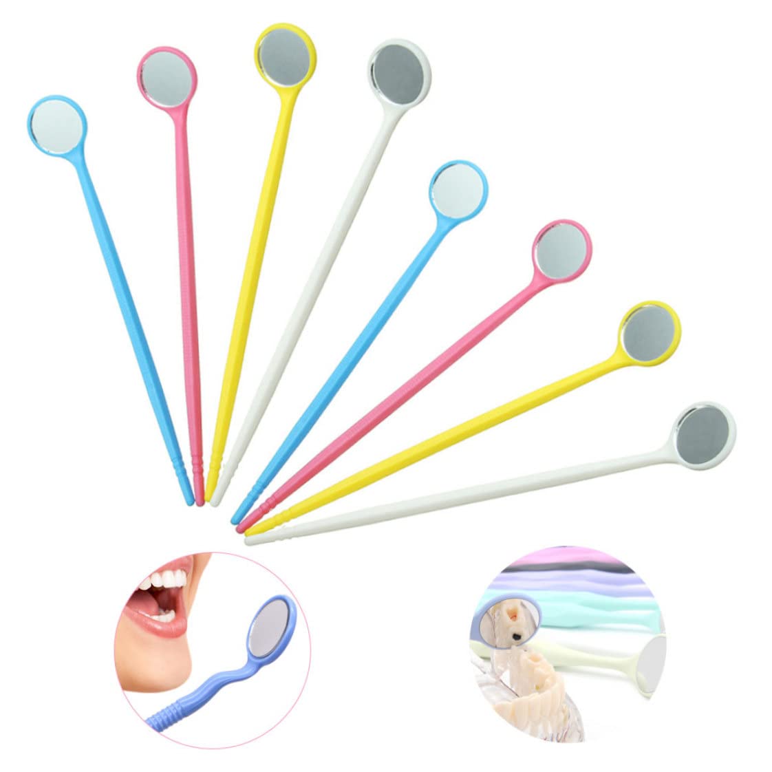 Miroir buccal jetable, Miroir Dentaire 100 pièces Outils dentaires Portables Anti-buée jetables avec poignée antidérapante en PC Outil de Retrait léger 6, 30x0, 79 Pouces Couleur aléatoire