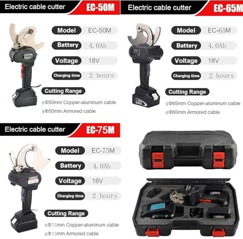 Electric Ratchet Cable Cutters 50/65/75mm - Heavy-Duty Wire Scissors for Aluminum & Copper - Professional Tool for Electricians & Construction Workers