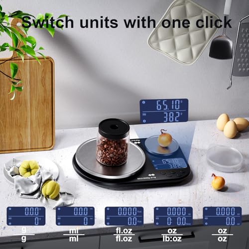 ACCT Keukenweegschaal met dubbel platform, digitale voedselweegschaal weegt tot 5 kg en 300 g, digitale weegschaal met roestvrijstalen weegschaal, ideaal voor koken, bakken en eten - Afbeelding 5