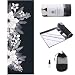 Yoga Towel,Print Yoga Mat Towel - Sweat Absorbent Non-Slip for Hot Yoga, Pilates and Workout,with Free Carry Bag 24"x72"(Corner Pockets,Black Flower)