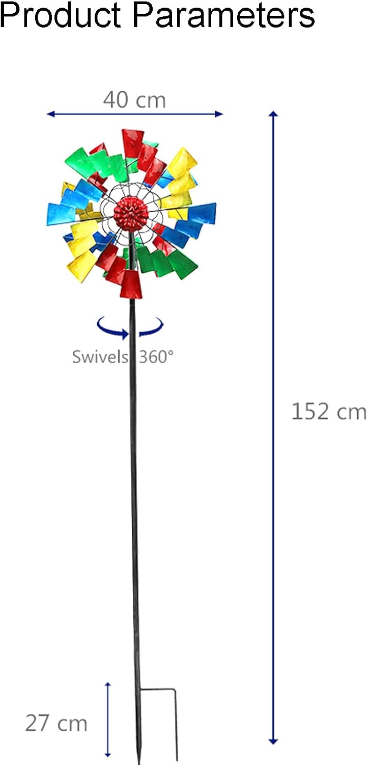 Large Metal Kinetic Wind Spinner, Double Windmill Spinner - Yard Art Spinner Wind Catchers,for Garden Outdoor Decor