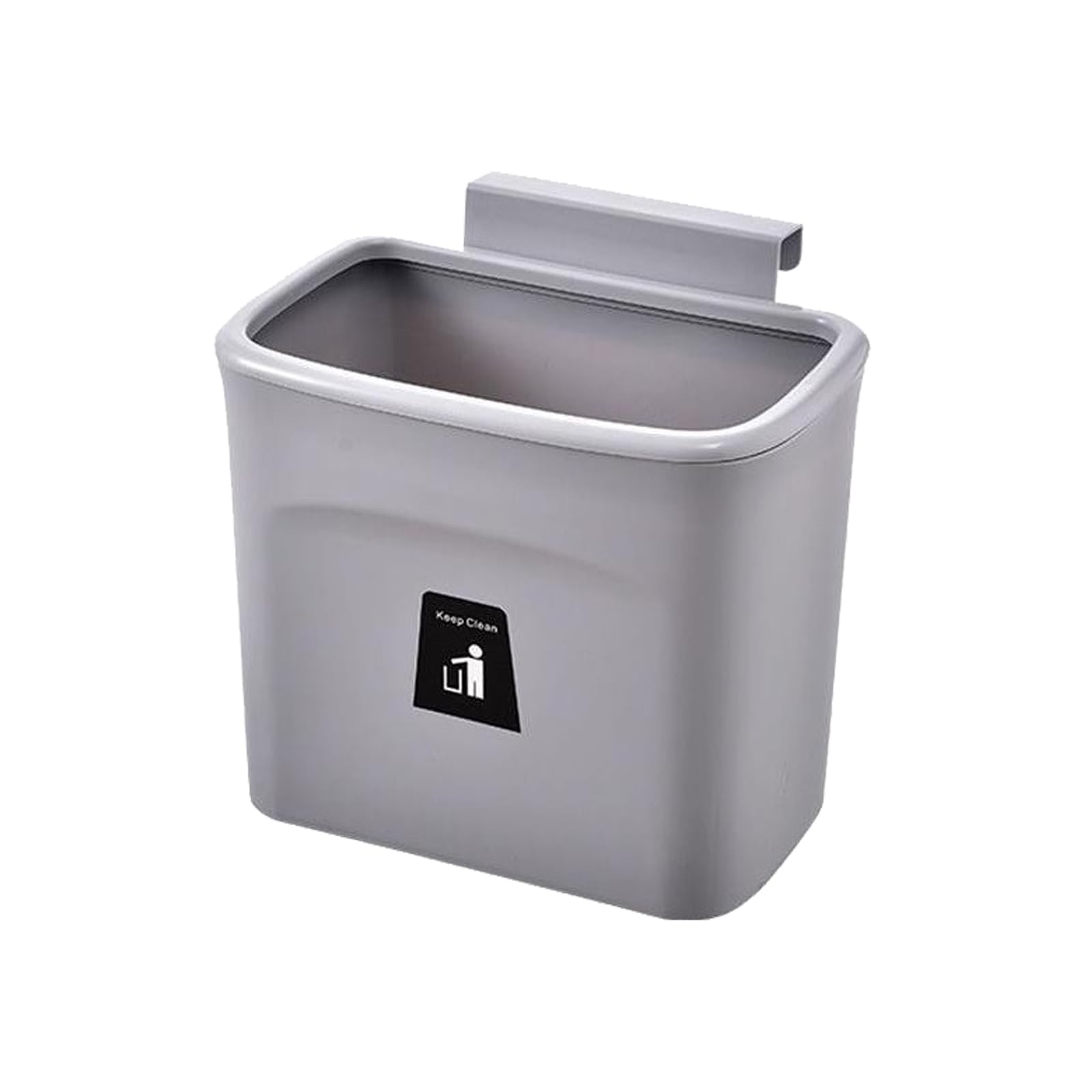 ZYHUI Hanging Trash Can under Cupboard Bins for Kitchen Large Capacity Plastic Recycling Bin with Lid Wall Mounted Sliding Cover Cabinet Door Garbage Dustbin (Grey, No Lid, 7L)