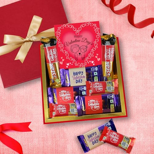 Chocoloony Valentine’s Day Gift Box for Girlfriend, Wife & Couples | Chocolate Hamper with Valentines day Card | Romantic Surprise Gift For Valentine