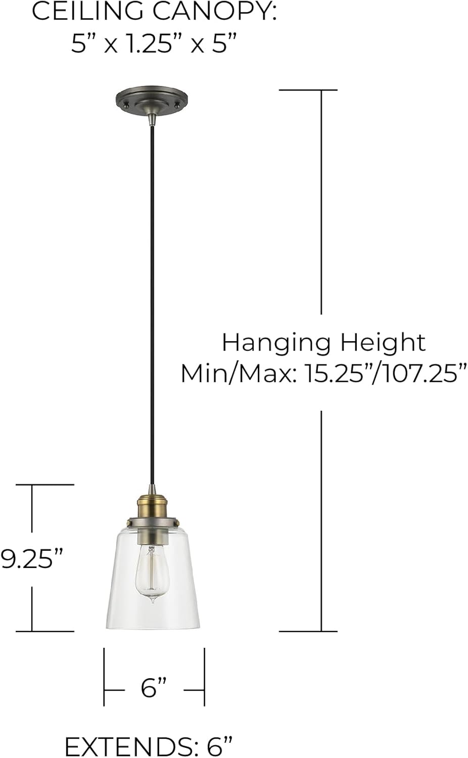 Capital Lighting 3718GA-135 Dunlap Modern Farmhouse Ring Pendant, 1-Light 100 Watt, 9" H x 6" W, Graphite