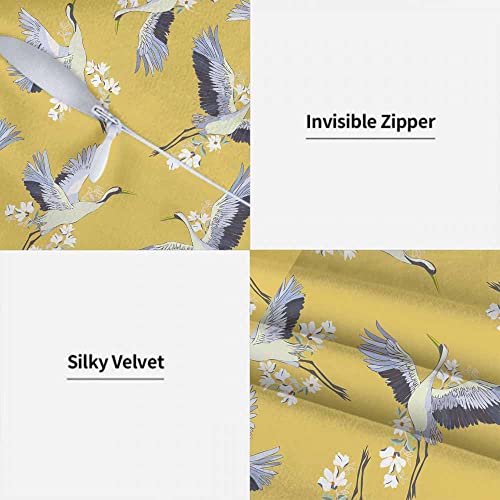 Wondertify Crane Throw Pillow Covers Japanese Birds Traditional Vintage Kimono Square Pillow Cases Set Of 2 For Decorative Cushion Bed Couch Sofa White Blue Indigo 18"X18" #TOP6