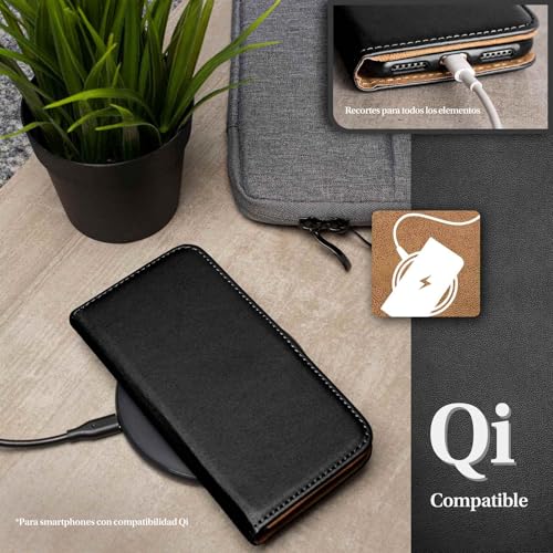 Funda Samsung Galaxy A70 moex tipo libro en cuero vegano negro 6