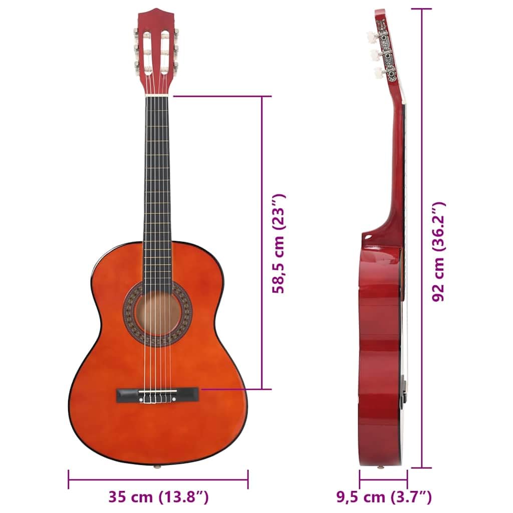 Klassische Gitarre 3/4 36 Zoll aus Lindenholz für Anfänger und Kinder, Naturholz Zupfinstrument mit Nylon Saiten, Griffbrett aus Hartplastik, ideal für Schule, Üben und Auftritt