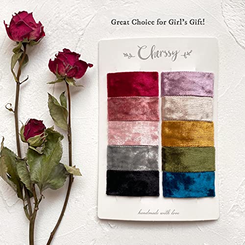 Velvet Snap Hair Clips For Baby Girls, Non Slip Fabric Hair Pins, 10 Pcs 2" Barrettes Hair Accessories For Infants Toddlers Kids Teens Women By Cherssy #TOP5