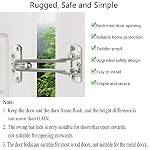 Topbuti Home Security Door Lock, 2 Pack Latch Guard Clasp Front Door Locks for Kids, Home Reinforcement Lock for Swing-in Doors, Hotel Door Latches, Thicken Solid Aluminium Alloy, Satin Nickel - Image 5