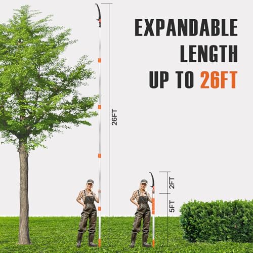 Image of Manual Pole Saws for Tree Trimming, 5-26 FT Tree Trimmer Long Handle Pruner with Telescoping Pole, Tree Pruner Extendable for Branch Cutter, Tree Trimmer, Shrub Trimmer