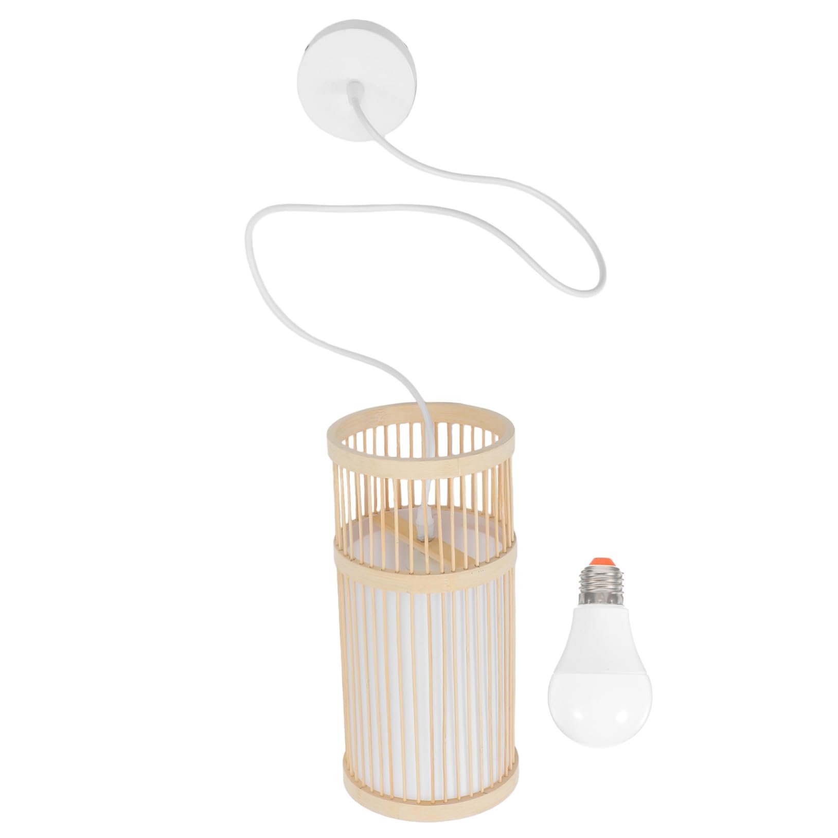 Suspension bambou tressé style japonais pour éclairage doux cuisine