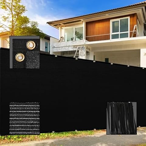 SUNNY MOOD 3.5' x 20' Custom Size Black Fence Privacy Screen Windscreen 160 GSM Commercial Grade Mash Material UV Block - Custom Size Accepted Cover
