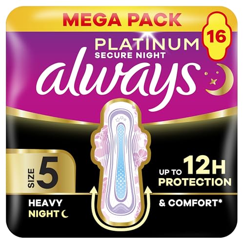 Always Platinum Secure Night Extra (Size 5) Sanitary Towels with Wings 16 Pads