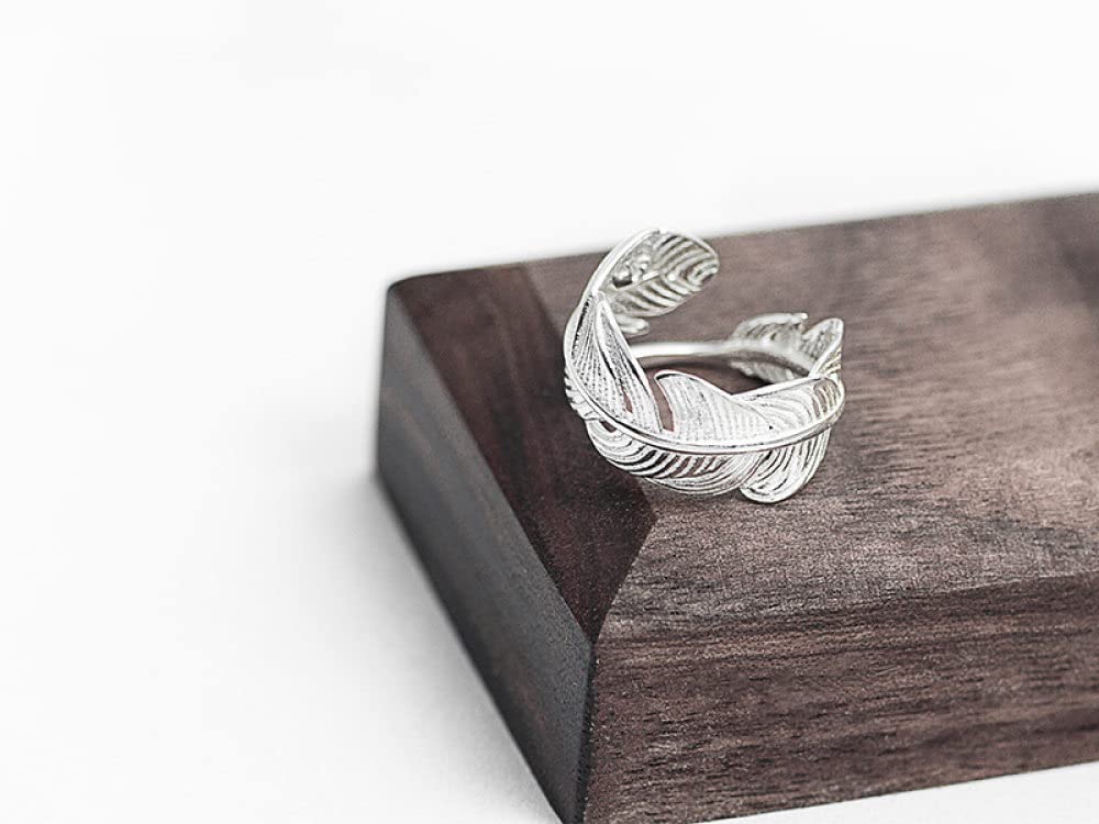 Anello Regolabile,S925 Anello Di Piume In Argento Sterling Anelli Regolabili Anello Aperto Minimalista In Argento Anello Per Il Pollice Anello Di Eternità Fascino Di Nozze Gioielli Re