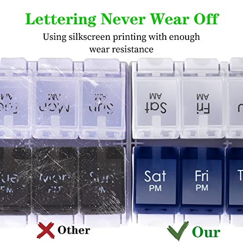 Mericargo Am Pm Pill Organizer 7 Day, 2 Times A Day Large Weekly Pill Box, Push Button Daily Pill Case For Vitamin, Fish Oil, Supplements #TOP4