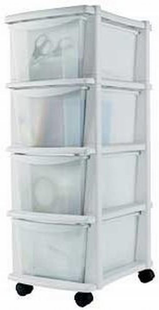 HOME 4 Drawer White Plastic Tower Storage Unit