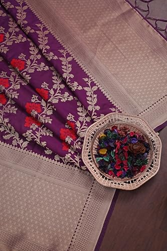 Image of DEVANGI Women's Woven Jacquard Banarasi Silk Printed Dupatta /Chunni with Meena Work, Width 1 Meter, Length 2.5 Meter