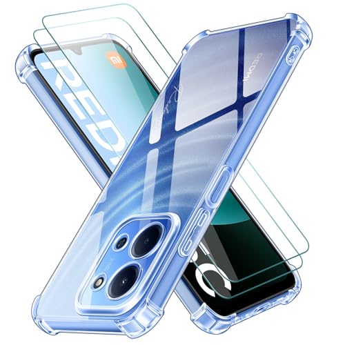 iVoler 3 in 1 Cover per Xiaomi Redmi 15C 4G / 5G / Xiaomi Poco C85 con 2 Pezzi Pellicola Vetro Temperato, Custodia Antiurto Anti-Graffio Trasparente, Sottile Morbida in Silicone TPU Protettiva Case
