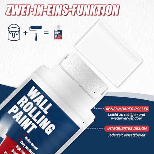 Mini Farbroller für Innenwände – Wandfarbe Weiß, Wandfarbe Ausbessern Weiß, Ausbesserungsfarbe Weiss… – Ansicht 4