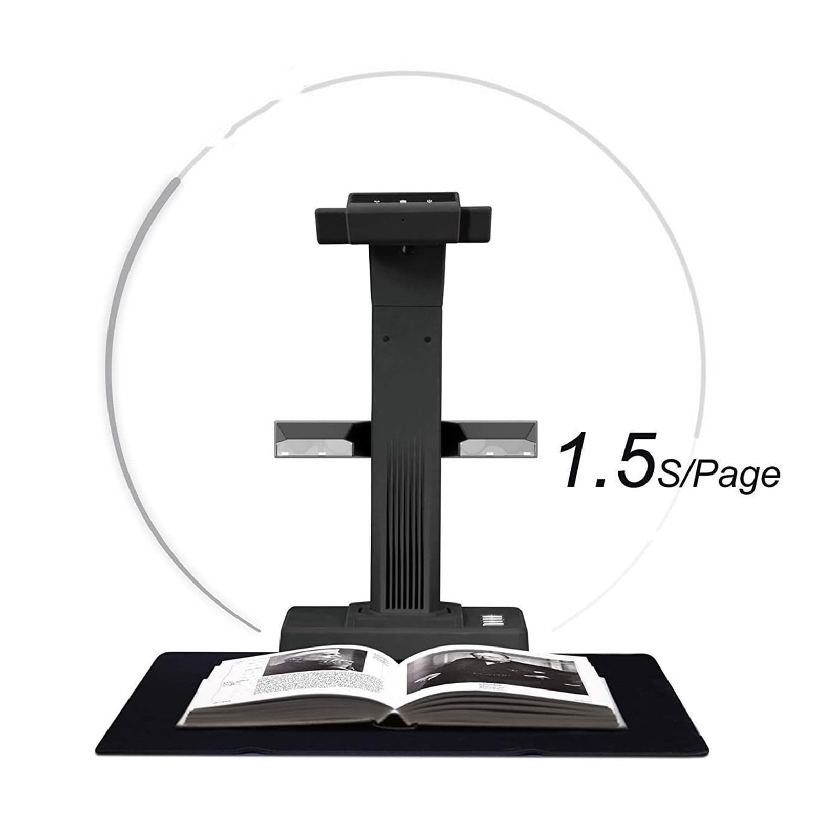 Escáner De Libros Profesional, Cámara De Documentos De 24 MP Con OCR De Más De 180 Idiomas Y 320 DPI, Resolución De 5696 X 4272 Y Velocidad De Escaneo Dual De 1 Página/1,5 Segundos, Compatible Con