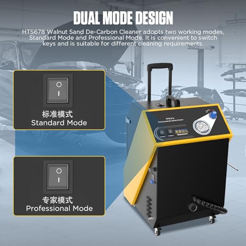 Walnut Blaster Cleaner DUAL Mode HTS678 Walnut Sand De-Carbon Cleaner Engine Carbon Deposition Intake Pipe Valve Cleaner With 23 Car Model Adapters&Adjustable Pressure Gauge&Storage Box 1800W 110/220V
