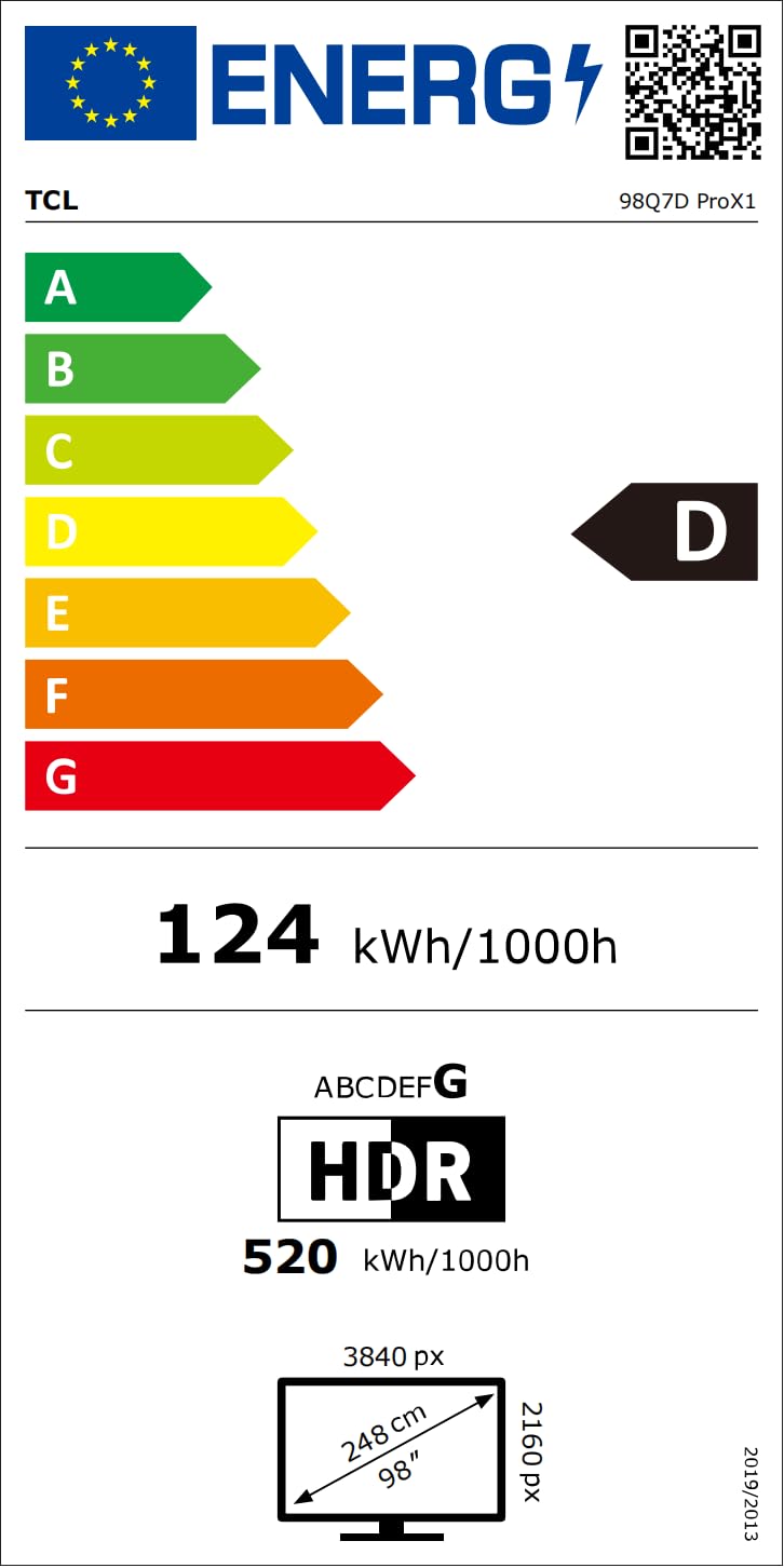 TCL 98Q7D Pro SQD-Mini LED 98 Zoll Fernseher, 4K Smart TV, Google TV | 1152 Dimming-Zonen, 2000 Nits Spitzenhelligkeit, Dolby Vision IQ & Atmos, 2.1 Onkyo Sound, 144 Hz VRR, AirPlay 2 & Alexa