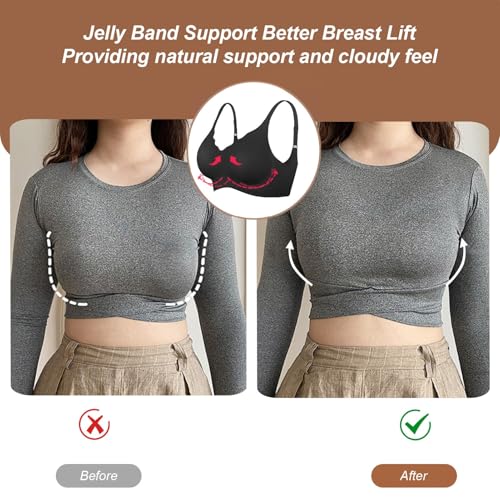 Image of OEAK Womens Wireless Jelly Bras Push Up Bralette Full Coverage No Underwire Bra Comfortable Everyday Seamless Tshirt Bras