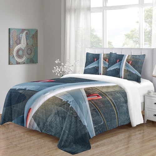 Linge de lit motif avion 3D King en microfibre respirante