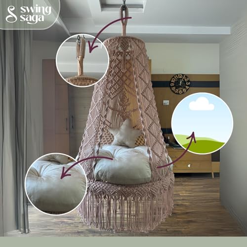 Image of Hanging Chair | Stylish & Comfortable Cloud Swing Chair for Indoor and Outdoor Use | Relaxing Hammock Swing for Balcony Living Room Garden Patio