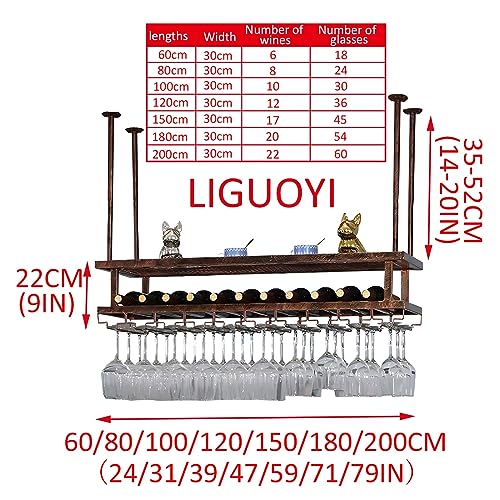 Porte-bouteilles suspendu cuisine avec support pour verres à pied réglable - 2