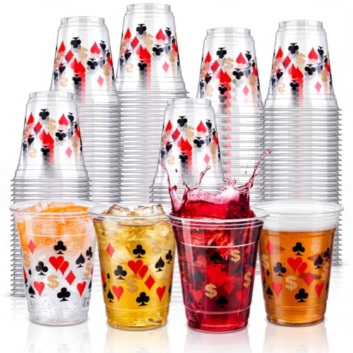 Uiifan 100 Pcs Casino Cup Party Decoration 12oz Las Vegas Game Night Supply