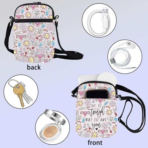 ZJXHPO IVF Infertility Themed Women Ladies Cross Body Bag IVF Is Tough But So Are You Messenger Bag Relief Support Gift3