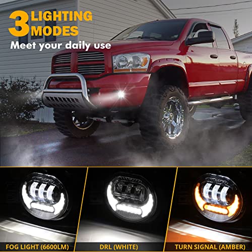 Image of Auxbeam 2023 Upgraded LED Fog Lights Lamp Replacement for Dodge Ram 1500 2002-2008 Dodge Ram 2500 /3500 2003-2009 Durango Truck 2005 2006 with DRL&Turn Signal DOT Approved, Black