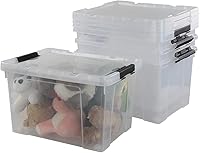 Vista 8 de Pekky Contenedores de almacenamiento transparentes de 22 cuartos de galón con tapa, ruedas y asas de cierre, caja de plástico de almacenamiento