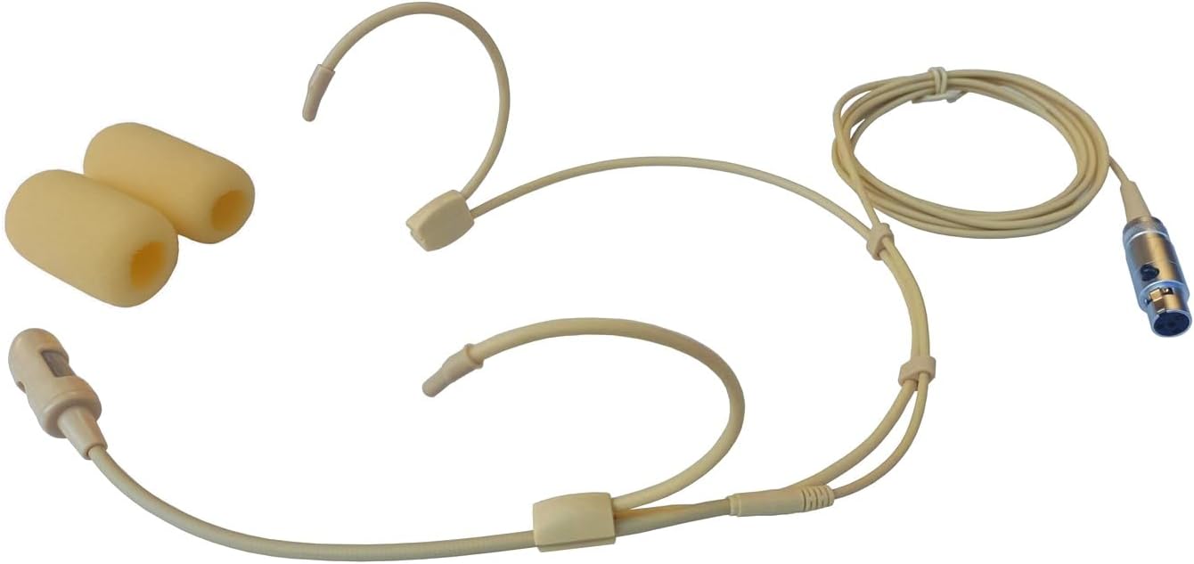 Replacement Cardioid Headset Microphone for Shure ULXD1 Wireless Headworn Microphone System Bodypack Transmitters, Adjustable Headmic, with Carrying Case, Beige