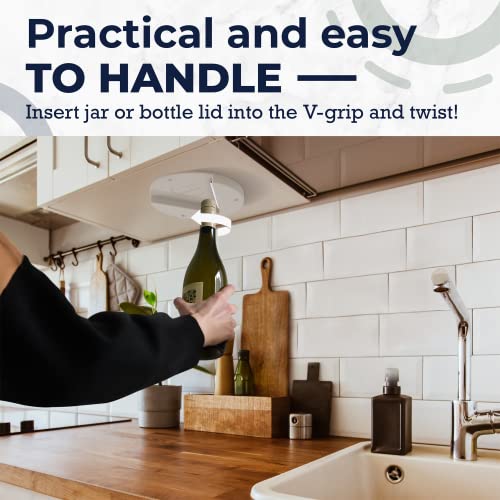 EZ Off Jar Opener for Seniors - Under Cabinet Jar Openers for Weak Hands, Easy Grip, Arthritis jar opener, One Handed Gadgets & Bottle Opener - Essential Kitchen Gadgets for Home Assistance - White - Image 5
