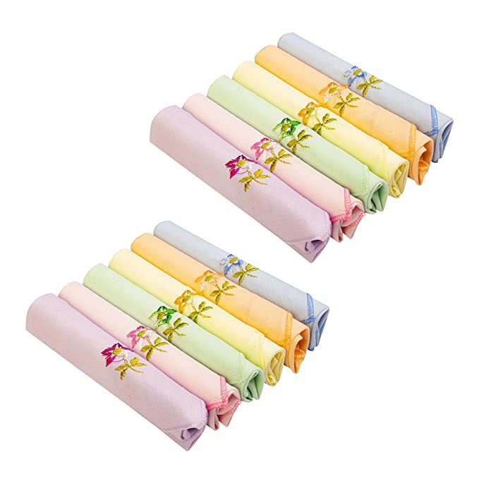 One-Spot multicolour Embroidered Women's Handkerchiefs, Cotton Pack of 12-image-38