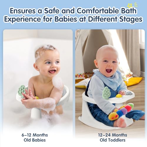 Image of Baby Bath Seat for Babies 6 Months & Up, Non-Slip Bath Seats for Babies Sitting up,Bath tub Seat with Suction Cups,Safe & Comfortable Bath Chair Baby, Gray