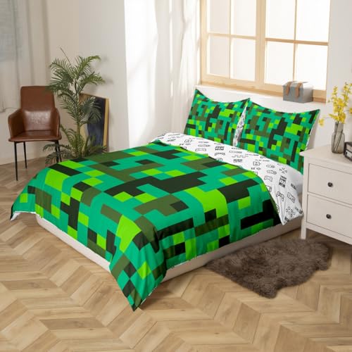 Parure de lit double avec housse de couette géométrique pixel pour lit 2 personnes - 7
